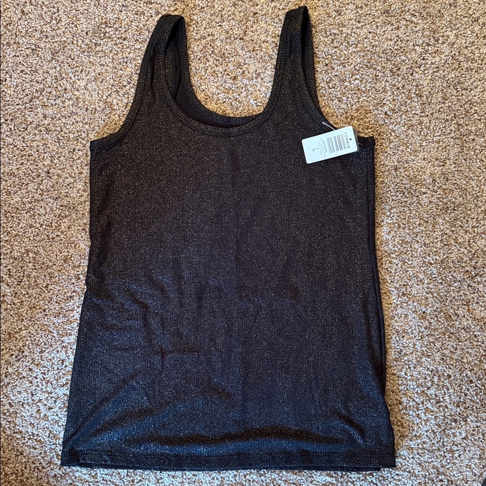 NWT Torrid Super Soft Rib Tank Black and Gold Metallic - Size 0